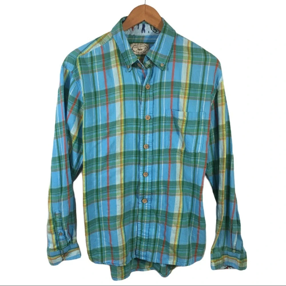 BF375 Vintage 1946 Plaid Preppy Beach Shirt L
